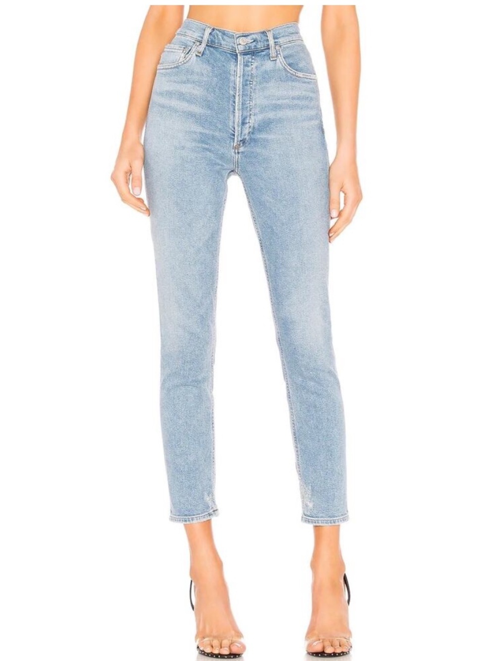 AGOLDE Nico High Rise Slim Jeans Blue Denim 25 Women’s Luxury Denim Designer